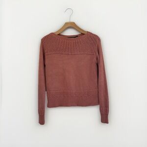 Lauren Ralph Lauren Womens   Sweater Small S Dusty Rose Pink Mixed Stitch Knit